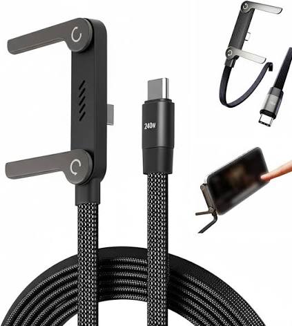 2-in-1 USB-C 240W Fast Charging Cable with Stand